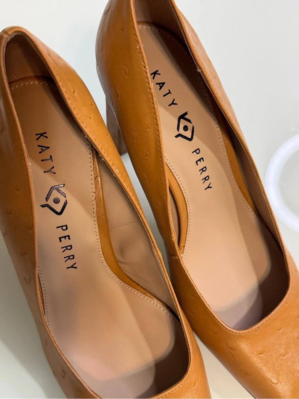Katy Perry The Hollow Heel Pump Cognac Ostrich finish Size 10